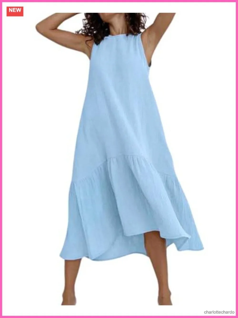 Women's 100% Cotton Gauze Sleeveless Ruffle Hem Nightgown Sundress